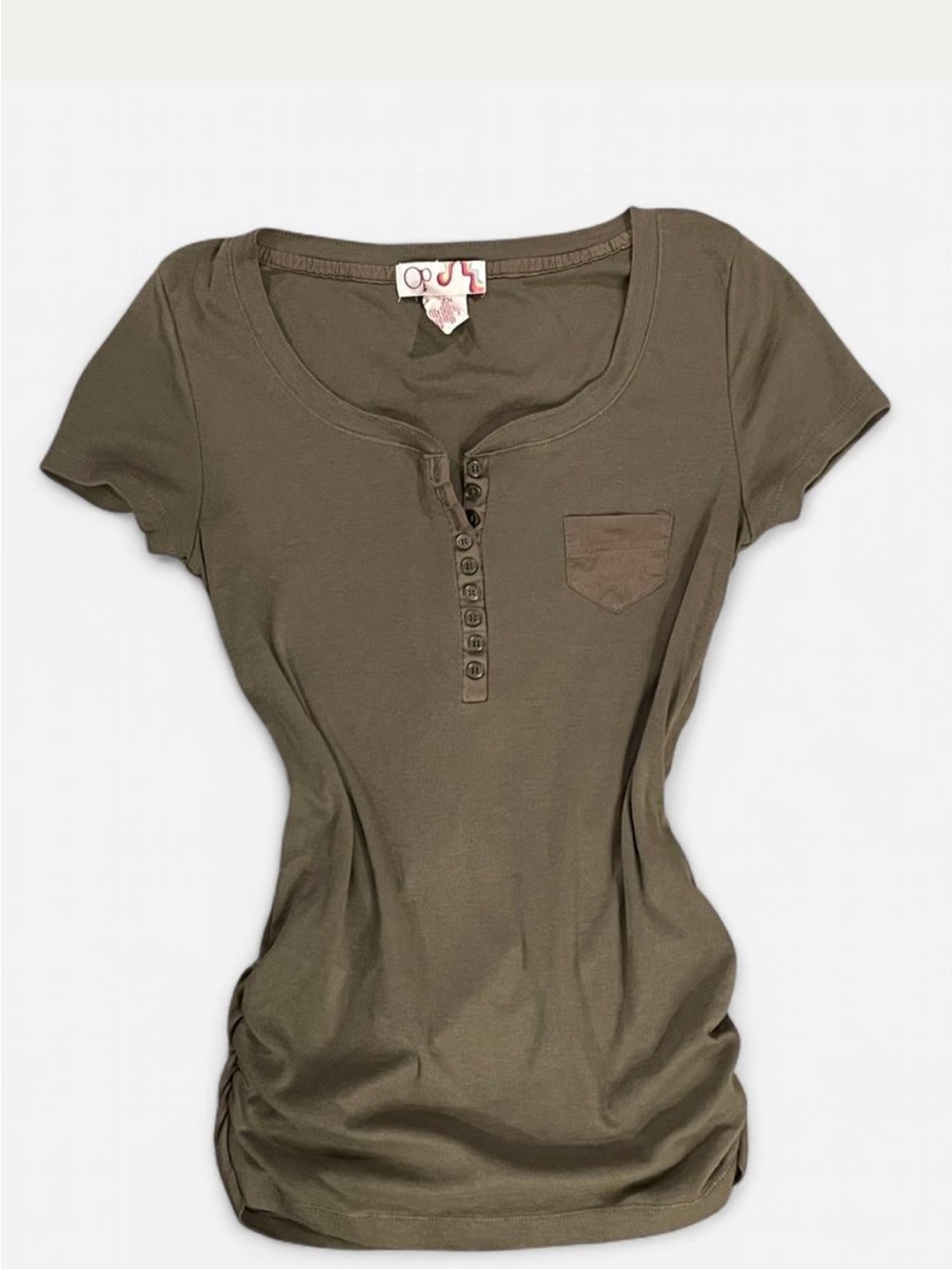 OP Olive Short-Sleeve Henley Tee with Pocket